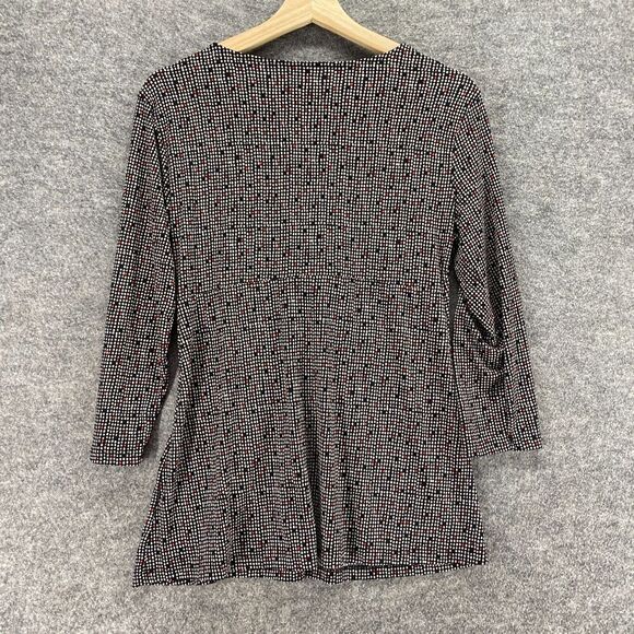 Daisy Fuentes Blouse Women M Medium Black Polka Dot V-Neck Long Sleeve Casual - Picture 2 of 9